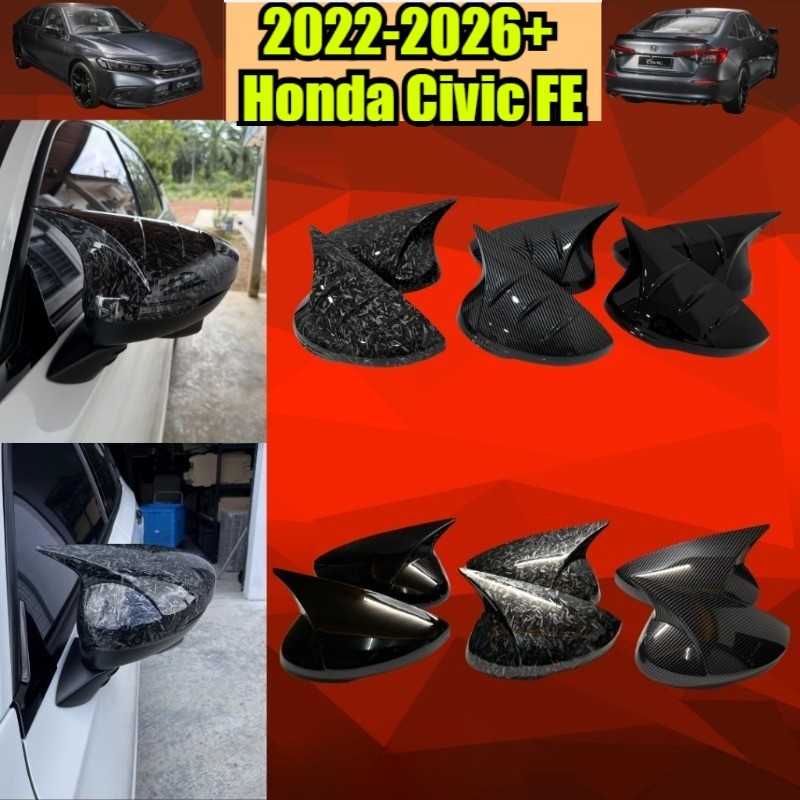 2022-2026+ Honda Civic FE 11th M4/Horn Type Carbon Trim/Glossy Black Side Mirror Cover