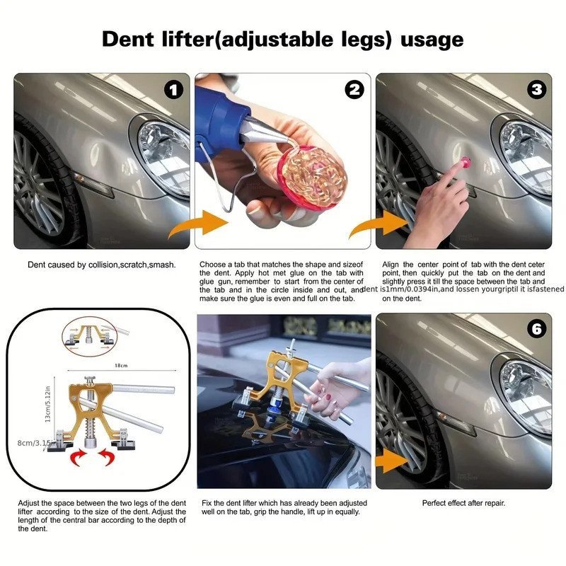 PWSAuto Body Dent Repair Kit รถ Dent Puller Golden Dent Puller สําหรับ Auto Body Dent Removal Minor 