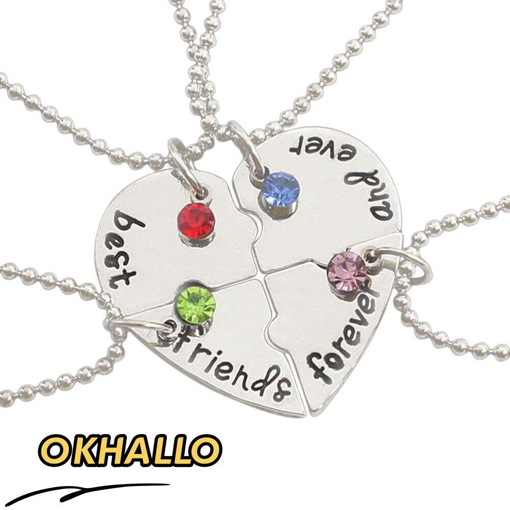 OKHALLO 4 Bff Creative Love Necklace Best Friend Froever Womens Necklace
