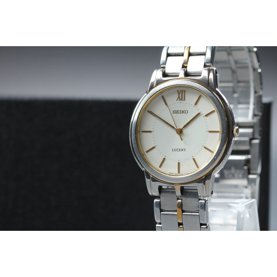 Vintage 1998[Exc+5] Seiko Lucent 5E21-6E90 Silver Round 32mm Quartz Men's Watch