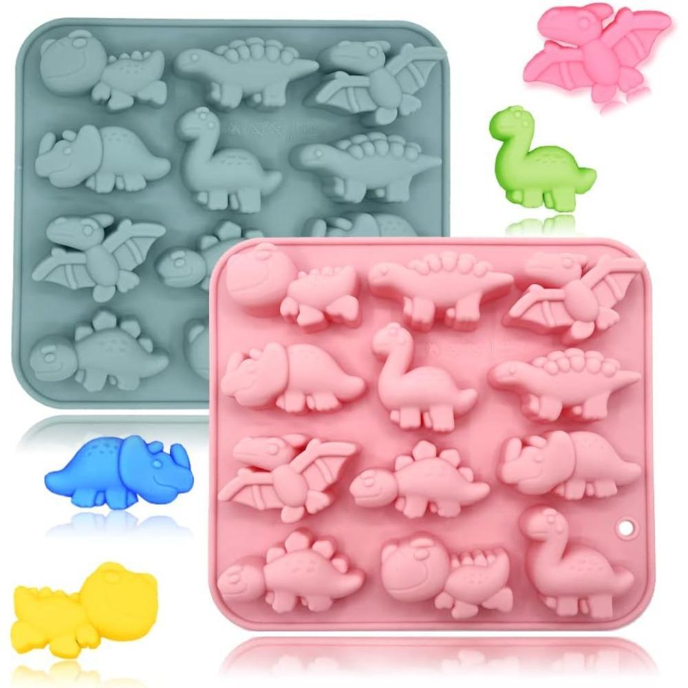 3D น่ารักไดโนเสาร์ซิลิโคนแม่พิมพ์ 12 ช่องไดโนเสาร์ Themed Baking Mould ถาด DIY เบเกอรี่เครื่องมือสําหรับอีสเตอร์ช็อกโกแลตเค้กขนมหวาน