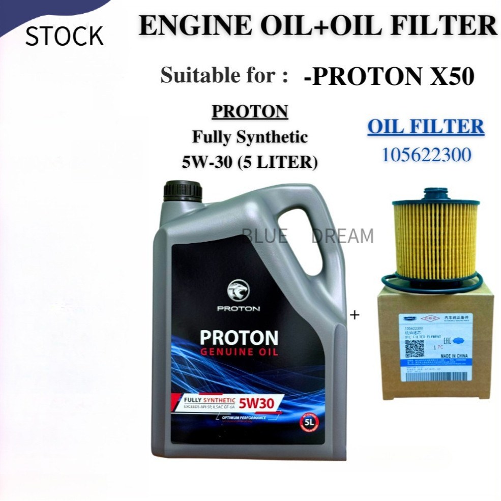 PROTON 5W30 5L FULLY SYNTHETIC ENGINE OIL MINYAK HITAM ENJIN KERATA รถ X70 X50 PERSONA VVT IRIZ