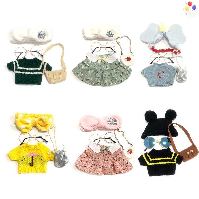 [COB] Doll Clothes Set for 30cm Du Clothes Plush Doll Bag Glasses Outfit [TH]