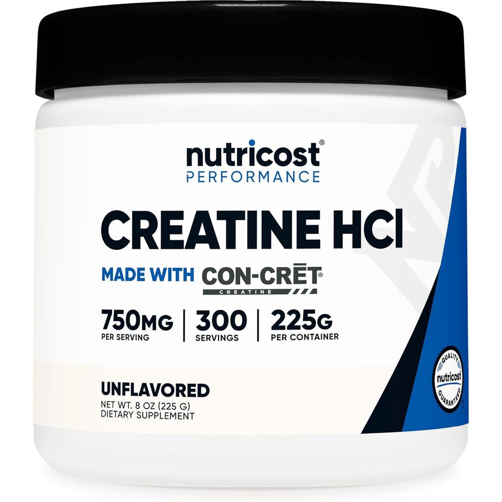 Nutricost Creatine HCl Powder (8 OZ) - ผลิตด้วย Creatine, 300 เสิร์ฟ