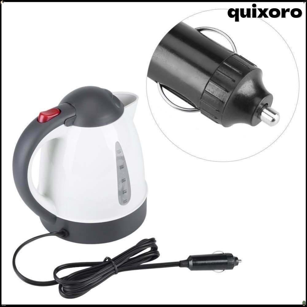 QUIXORO เครื่องทําน้ําอุ่น,แบบพกพา 12V/24Vรถกาต้มน้ําไฟฟ้าคุณภาพสูง1000mlสแตนเลสปิดอัตโนมัติกาต้มน้ําสําหรับเดินทางสําหรับชากาแฟทํา