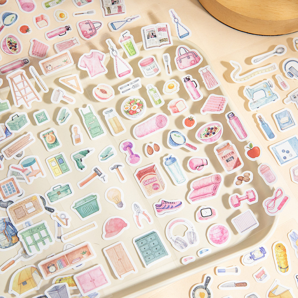 Cozy Daily Life สติกเกอร์น่ารักผ่อนคลาย Themed ภาพประกอบสติกเกอร์เพื่อสุขภาพจิต & Wellness Journaling Scrapbooking การวางแผน DIY หัตถกรรม