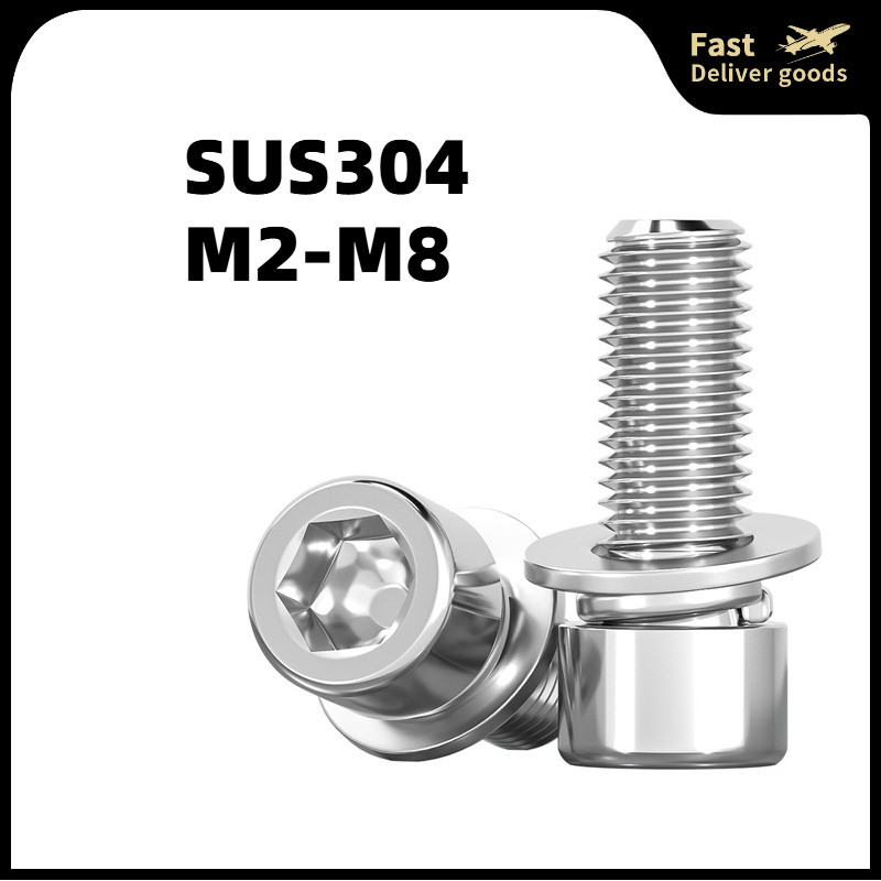 น็อต สกรู หัวจม สวมแหวน อีแปะ+สปริง สเตนเลส 304 เกลียวมิล หยาบ M2 M2.5 M3 M4 M5 M6 M8
/ Cap Head SEM