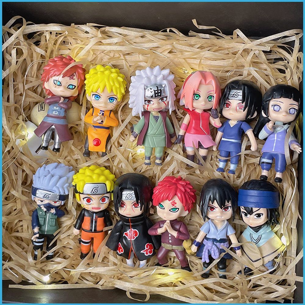 ZY2 12 ชิ้น NARUTO Uchiha Sasuke Uzumaki Naruto น่ารัก Chibi Action Figure เครื่องประดับ YZ2
