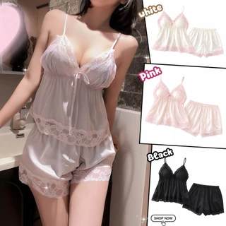 TOP SEXY ชุดนอนผ้าลื่น สายเดี่ยวชุดนอน ชุดนอนเซ็ท 🐬 M-5XL | 40-100กก. T-527
