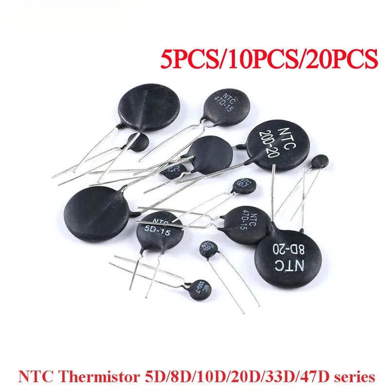 5-20pcs NTC Thermistor ตัวต้านทานความร้อน 5D-5 5D-7 5D-9 5D-11 5D-15 8D-7 8D-9 8D-11 8D-20 10D-5 10D