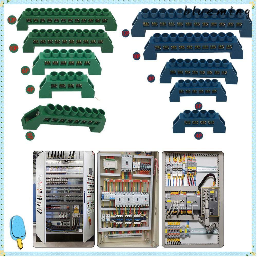BLUEMING ทองเหลืองสกรู Grounding Bridge Terminal, หนาและ Neutral Block Connector, 4Pin 6Pin 8Pin 10P