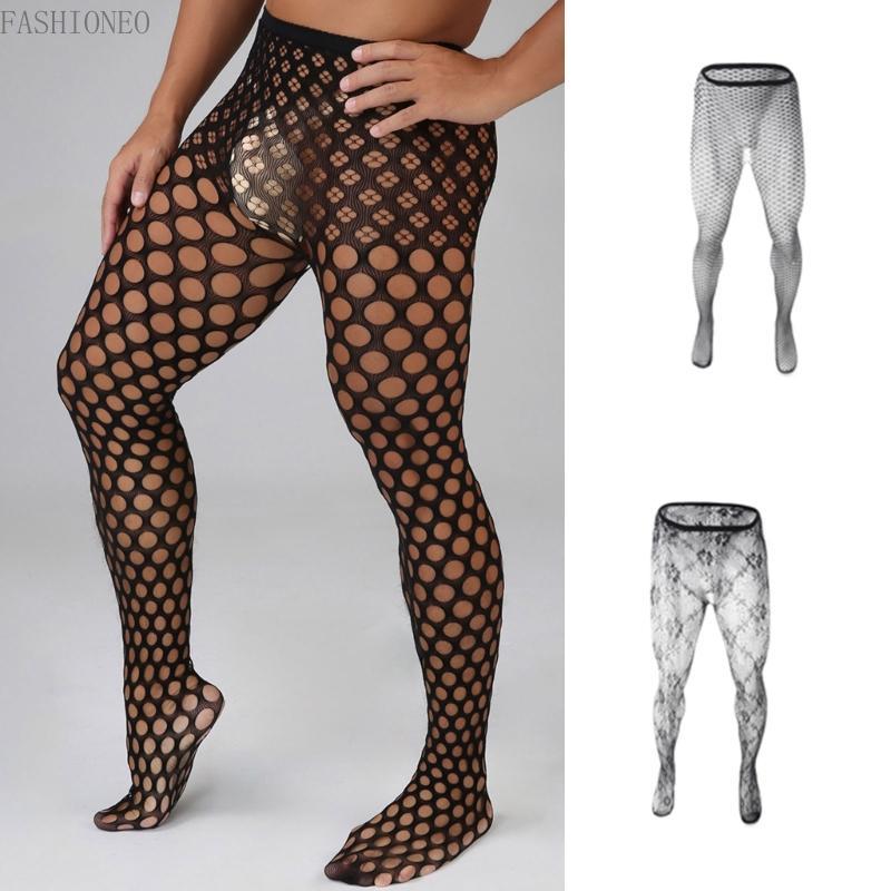 Men's See Through Fishnet Tights Leggings Stretchy Mesh Fishnets Pantyhose