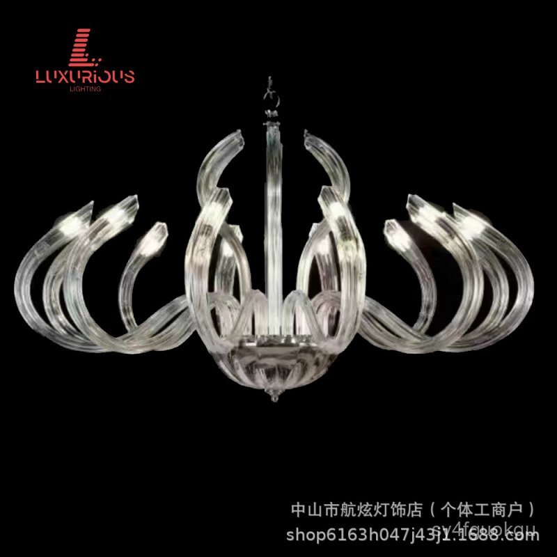 Postmodern Light Luxury Restaurant Chandelier Designer Glass Villa European Transparent Glass Chande