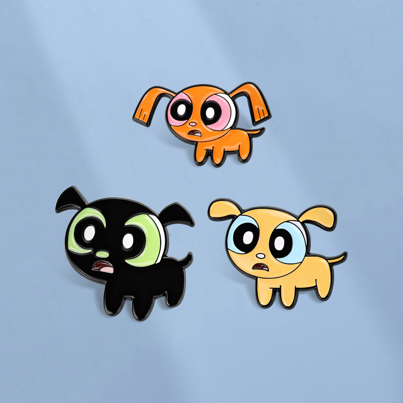 Powerpuff Girls Dog Enamel Pin เข็มกลัด enamel สไตล์การ์ตูน พกพาได้ง่าย เป็นของขวัญที่ดีสำหรับเพื่อน