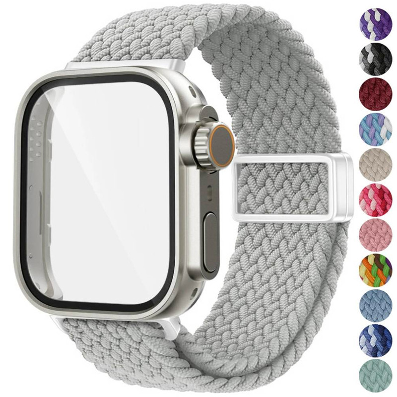 สายรัดไนลอนถัก + กระจกนิรภัยสําหรับ Huawei Fit 4/ Fit4 Pro ป้องกันหน้าจอกรอบปรับสําหรับ Huawei Watch Fit 3 อุปกรณ์เสริม