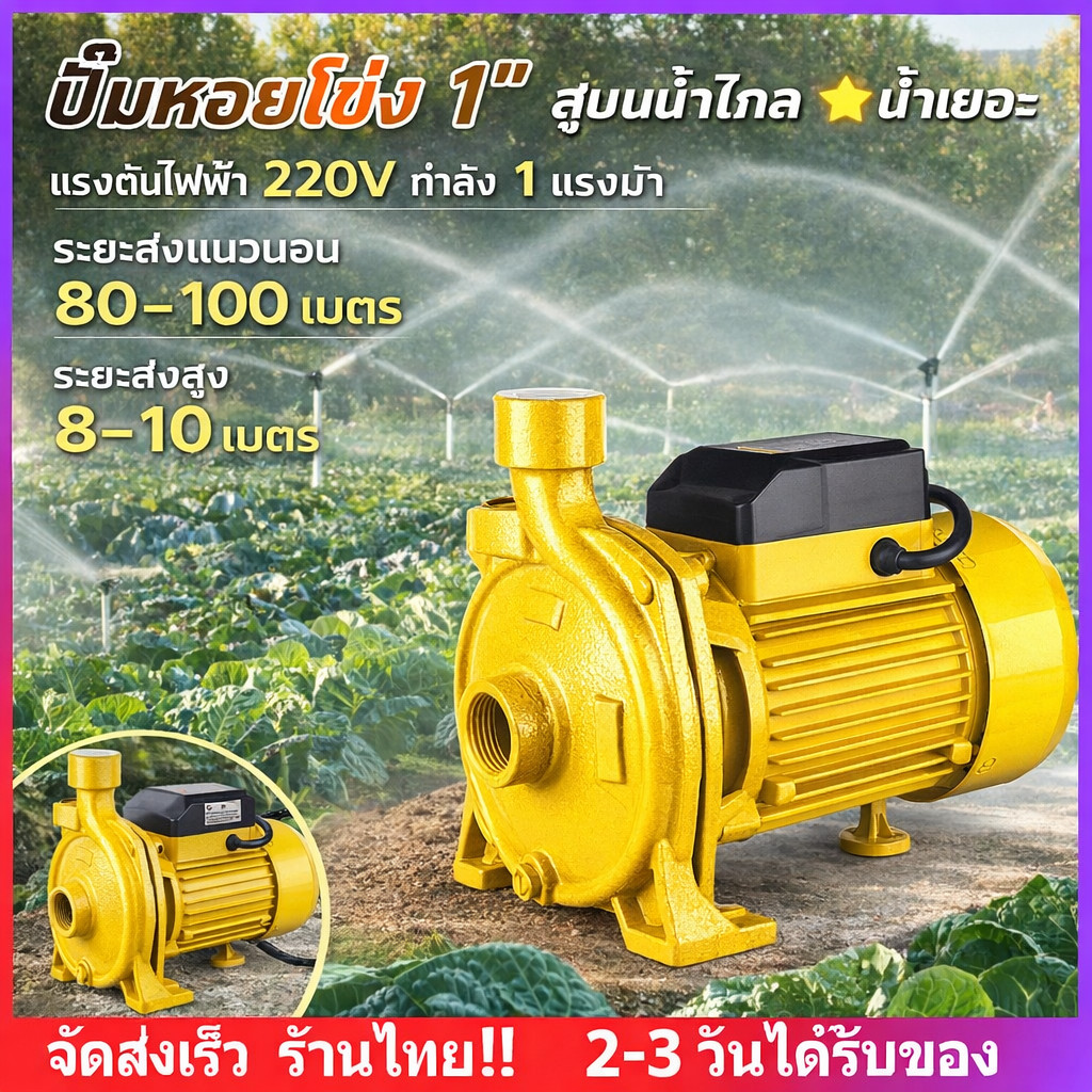 ใบพัดทองเหลือง ปั๊มน้ำหอยโข่ง 1 นิ้ว 1 แรงม้า สำหรับสูบน้ำและหมุนเวียนน้ำ ใช้งานในบ้านและสวน