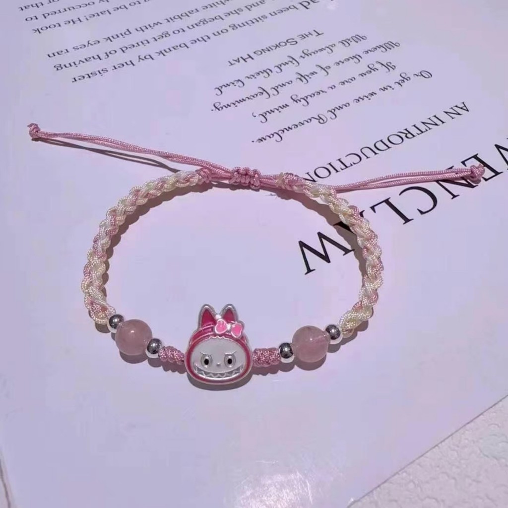 เงินแท้ 999 เงินสเตอร์ลิง labubu สร้อยข้อมือ labubu คู่สร้อยข้อมือแฟนแฟนของขวัญวันเกิด LYAJIE2617 WO