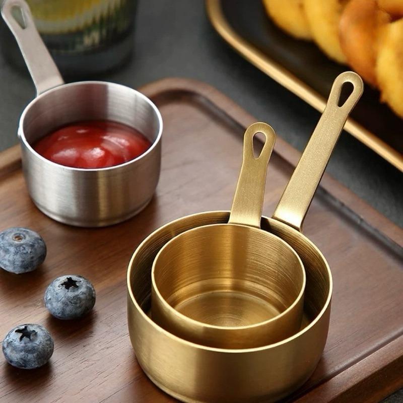 สแตนเลสทนความร้อน Stockpots มินิซอสกระทะ Non-Stick ถ้วยนมยาวห้องครัว Gravy เรือสเต็กซอสถ้วย