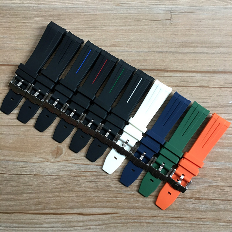เหมาะสําหรับ Rolex Green Water Ghost Black Water Ghost Explorer 2 Blue GMT สายยางซิลิโคนอ่อนนุ่มสายร
