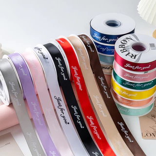 ริบบิ้นผ้าซาติน Just for you ยาว 45 หลา กว้าง 2.5 ซม ริบบิ้นพิมพ์ลาย DIY วันวาเลนไทน์ การห่อของขวัญช่อดอกไม้