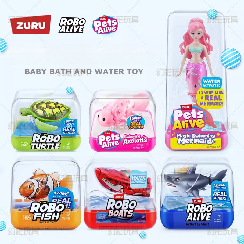 ZURU Robo Alive Robo เด็กอาบน้ําและเล่นน้ําเกมไฟฟ้า Clown ปลา Mermaid เต่า Seahorse จําลองน้ําเล่นของเล่น