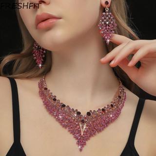 FRESHFIT สร้อยคอมาเร็กซ์และต่างหู เครื่องประดับคริสตัล เพอร์…