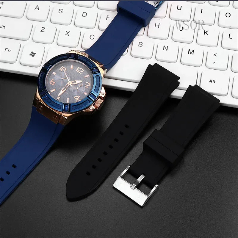 GUESS สายนาฬิกา W0247G3 W0040G3 W0040G7 Series 22mm สายซิลิโคนกีฬากันน้ําสร้อยข้อมือข้อมือยาง ราคา ถูกที่สุด ดีลบีเคเค แกลเลอรีภาพที่ 2