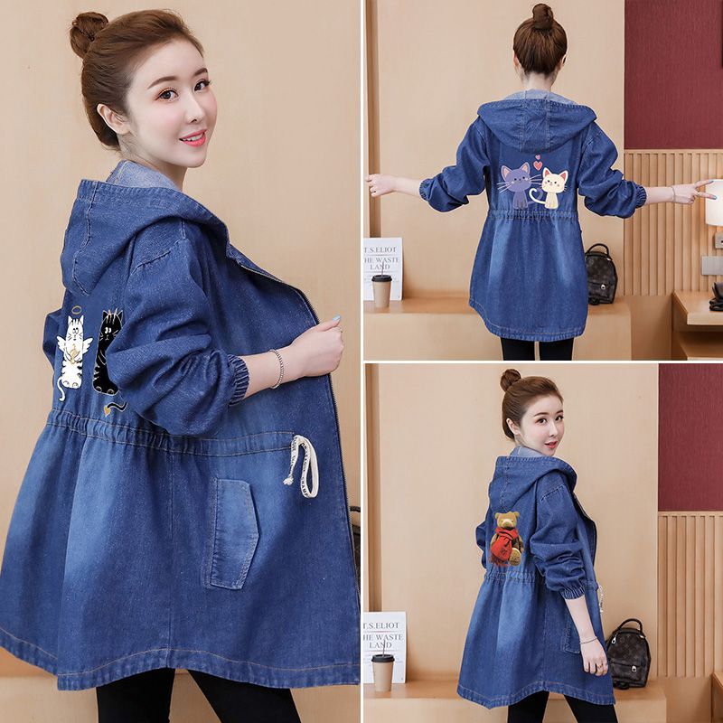 ปลาค็อด ปลาค็อด 2026200Jin Plus ขนาดไขมัน MM Slimmer ดู Denim แจ็คเก็ตผู้หญิง 2025 ฤดูใบไม้ผลิฤดูใบไ