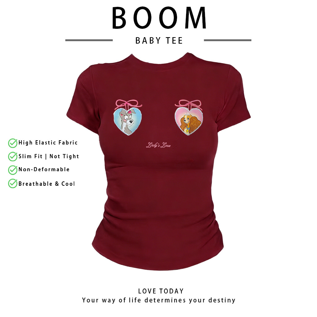 COD（จัดส่งภายใน 24 ชั่วโมง）เสื้อสาวอวบ เสื้อครอปท็อป แขนสั้น babytee สไตล์เกาหลี y2k T-shirt | ลายการ์ตูน
