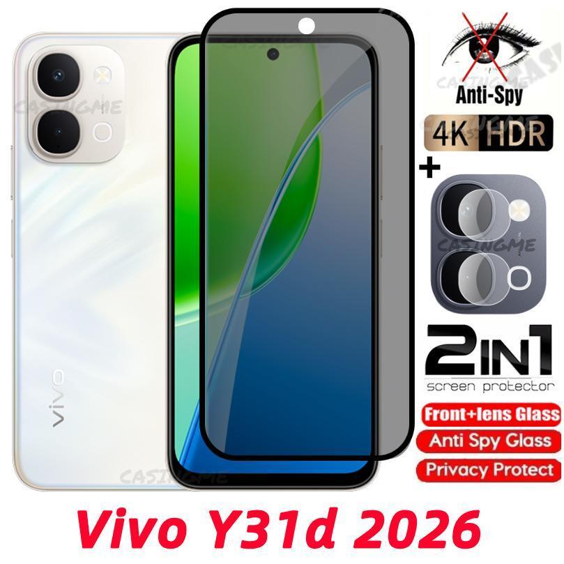 Vivo Y31d 2026 กระจกนิรภัยส่วนตัว Anti-Spy คลุมทั้งหมดปกป้องหน้าจอ Anti Peek ฟิล์มความเป็นส่วนตัวสํา