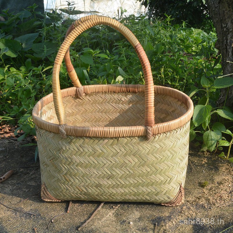 ตะกร้าไม้ไผ่น้ําขนาดใหญ่ Hsinchu ทอตะกร้าผักทําด้วยมือบริสุทธิ์ในครัวเรือน Old-fashioned ตะกร้าเก็บแ