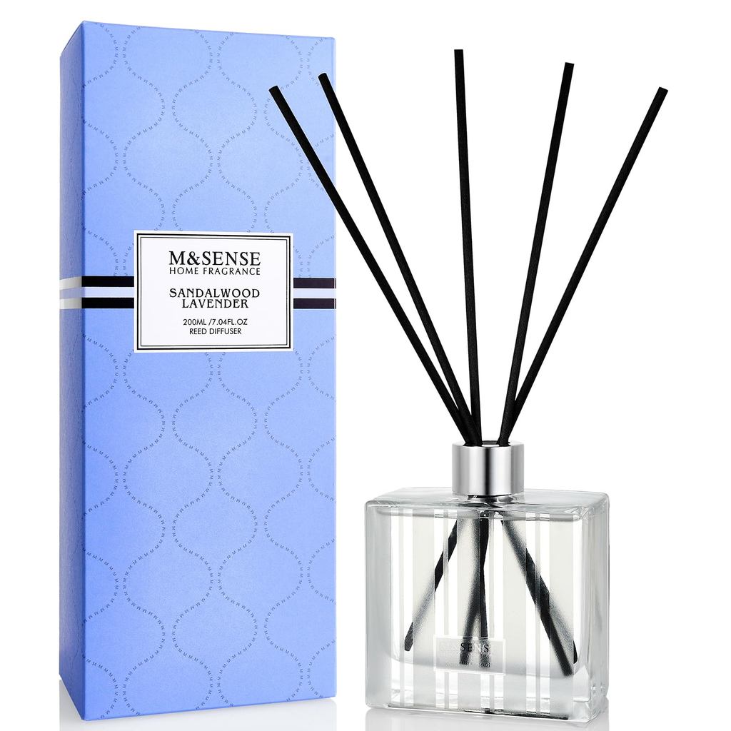 M&SENSE Reed Diffuser 200ml - Eucalyptus Spearmint, 3-Month Scented Room Fragrance with 7 Reed Stick