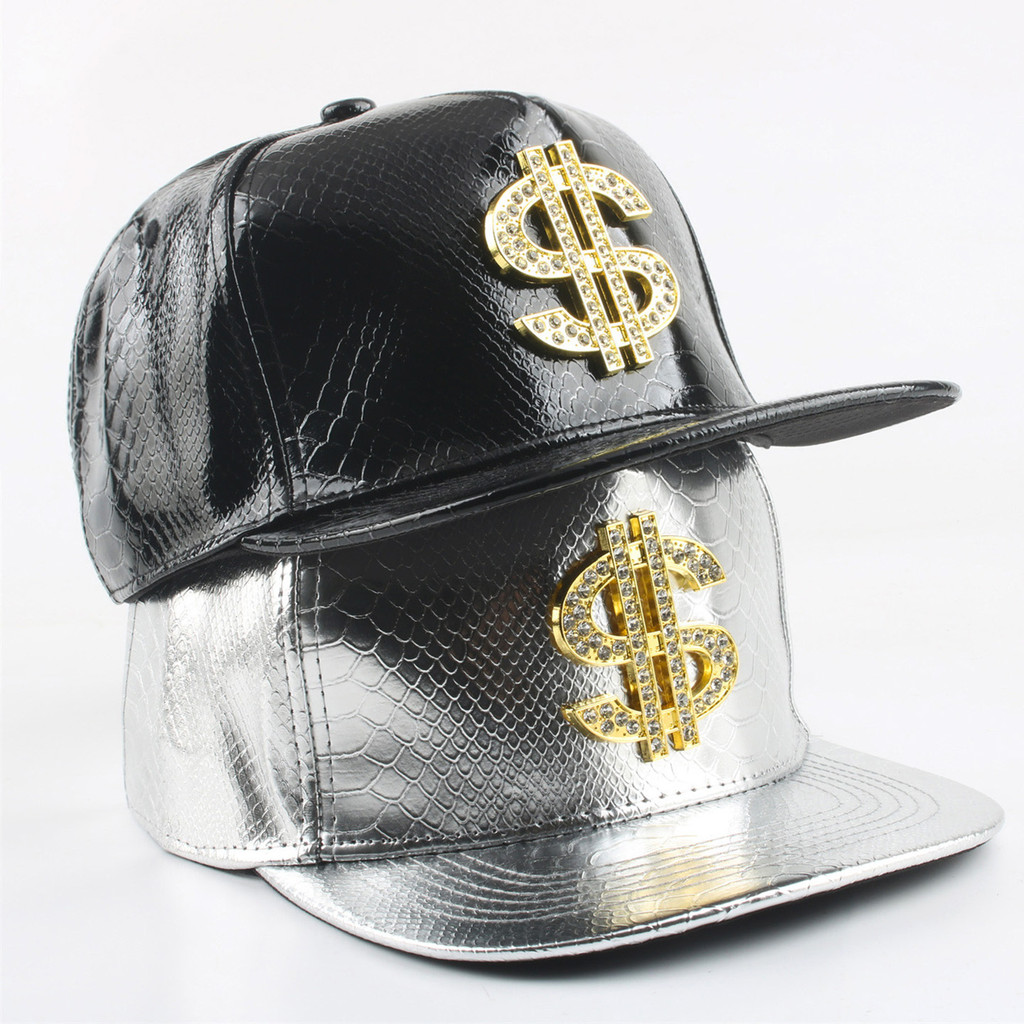 หมวก Snapback สไตล์เกาหลีHip Hop และ STREETwear มีลายจระเข้และป้ายดอลลาร์ทอง สำหรับการสวมใส่ในวันสบายๆ