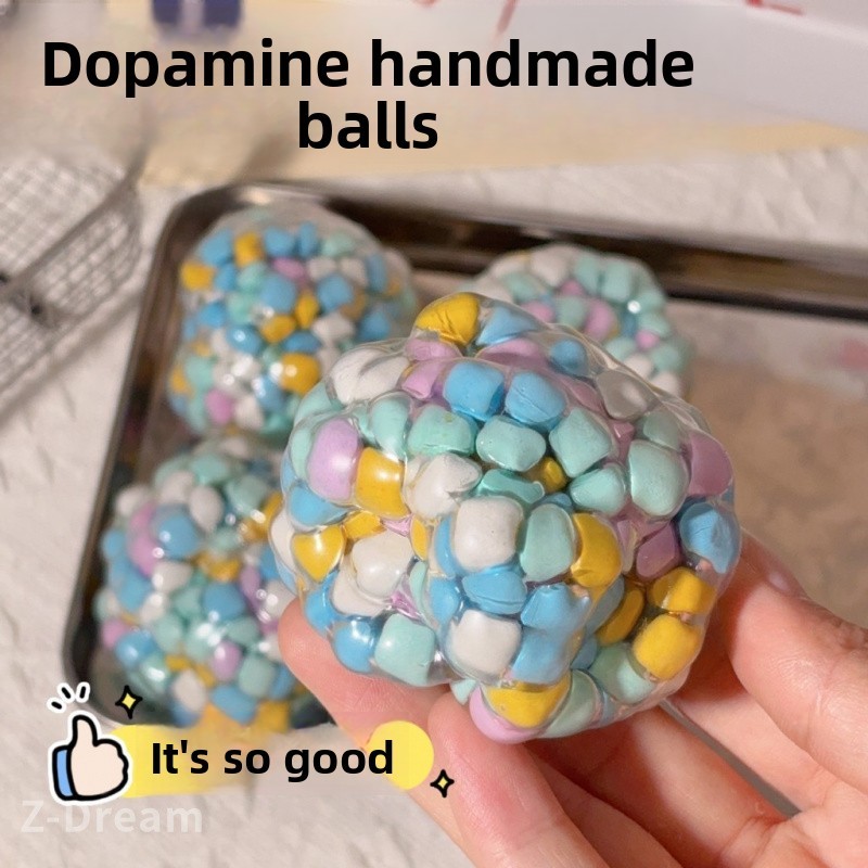 Squishy Toys Dopamine บรรเทาความเครียด Xylene ASMR Noise Ball ลูกบอลทํามือ รีบาวด์ช้า