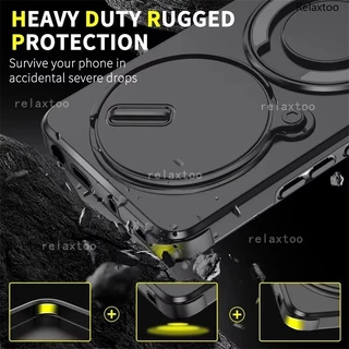 Casing For Xiaomi Redmi Note15 Note 15 Pro Plus + Pro+ 15Pro+ Note15Pro+ 4G 5G Shockproof Phone Case Metal Armor Ring Bracket Stent Back Push Camera Lens Privacy Protect Holder Back Casing Cover