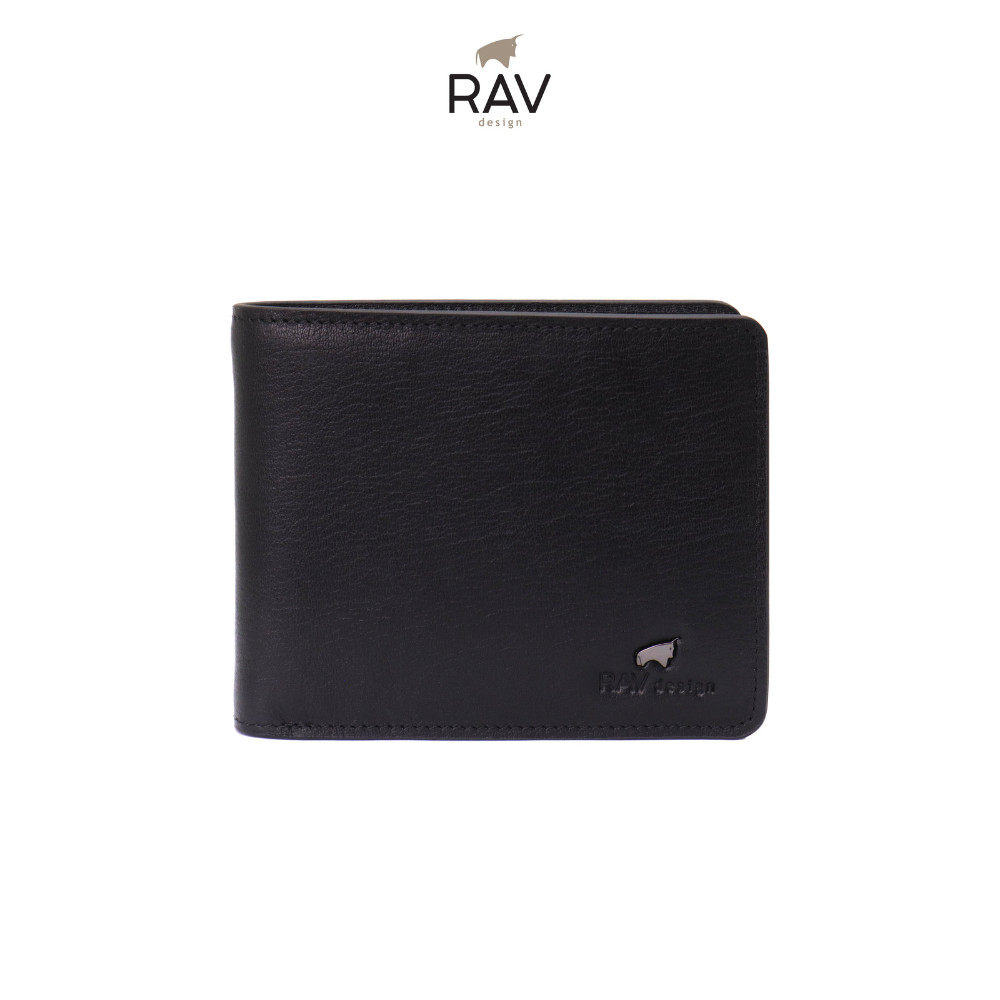 RAV DESIGN Mens Premium RFID Short Wallet / Leather / Black / RVW797G2