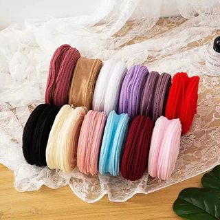 ริบบิ้นหางปลา ผ้าโกร์เกรน หน้ากว้าง 4 ซม. ยาว 9 ม. สีพื้น สำหรับห่อของขวัญ งาน DIY