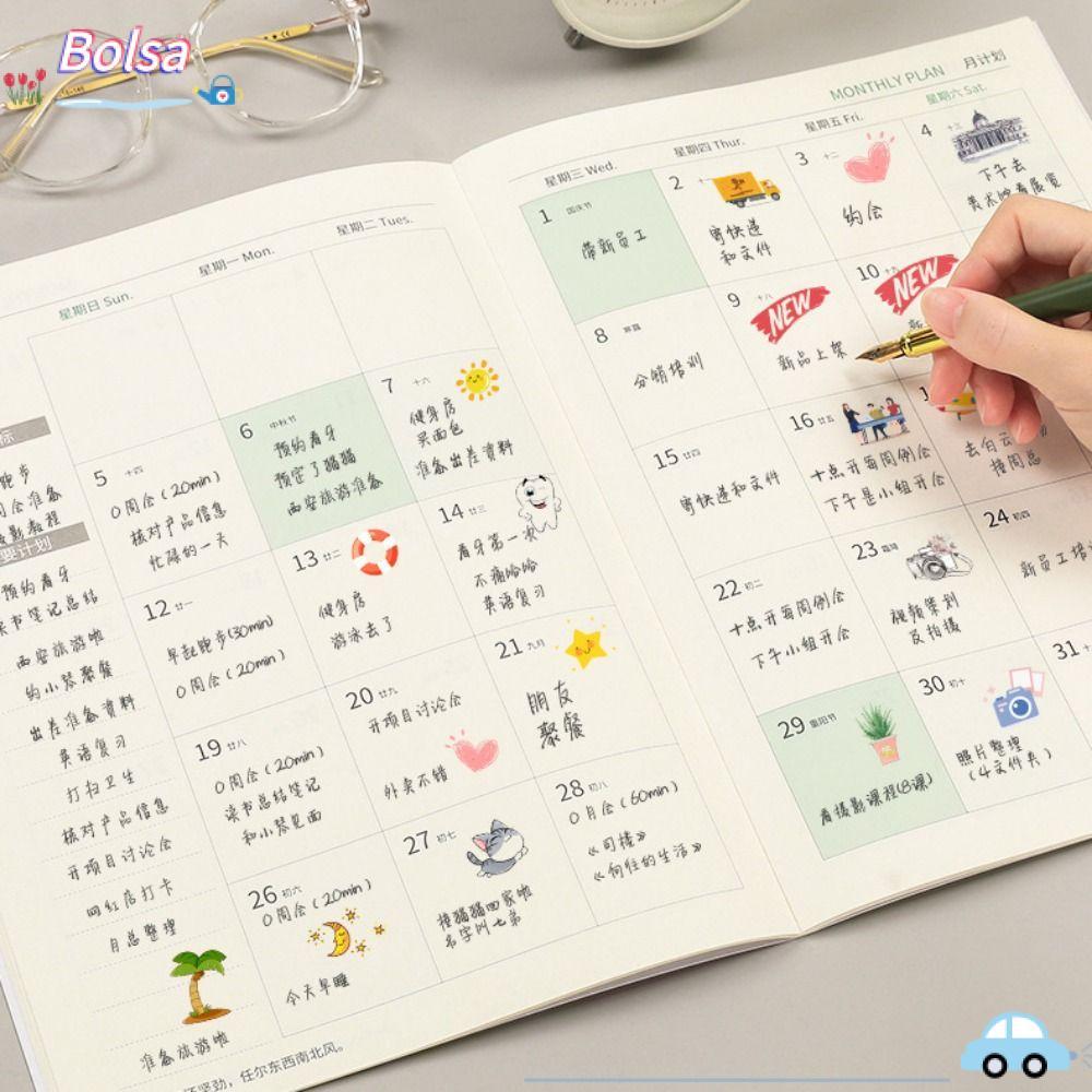 BOLSA 2026 Schedules Notebook, A4 A5 Work Efficiency Planner Notebook, Practical Learning Plan Life 
