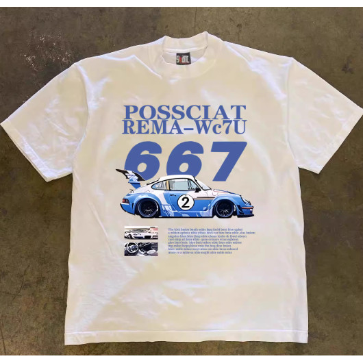 PORSCHE racing style top, 911,667, rema-wc7u, outdoor sports cotton short-sleeved shirt