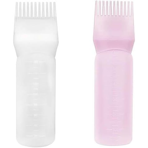 Yebeauty Root Comb Applicator ขวด, 2 แพ็ค 6 ออนซ์ Hair Oil Applicator ขวดสําหรับขวดย้อมผม Applicator