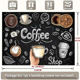 แบนเนอร์ปาร์ตี้ธีมกาแฟพร้อมศิลปะลาเต้และการออกแบบช็อคโกแลต-เหมาะสําหรับวันเกิดเหตุการณ์คาเฟ่และตกแต่งบ้านโพลีเอสเตอร์ไฟเบอร์ตกแต่งผนังพรรคแสดงแบนเนอร์อ