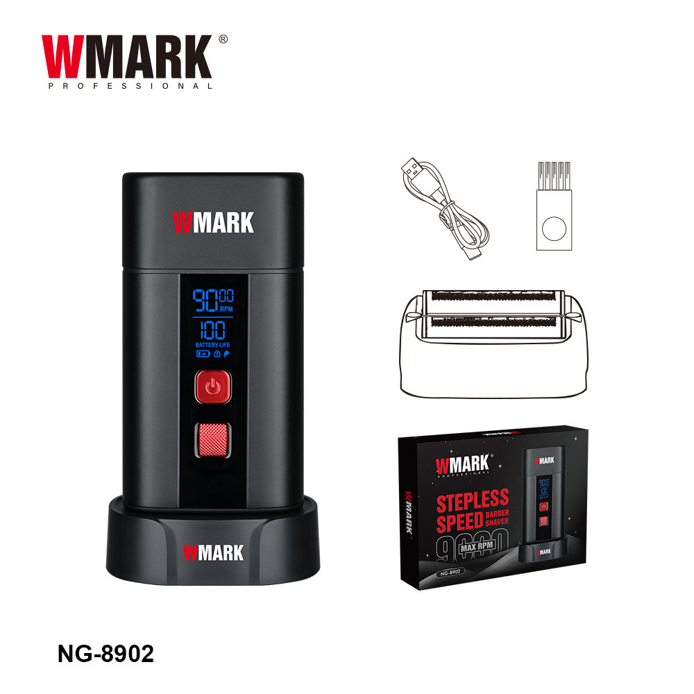 WMARK NG-8902 เครื่องโกนหนวดไวท์เทนนิ่งผมความเร็วสูง - ตัวเครื่องโลหะ, มีดโกนหนวดไฟฟ้าตาข่ายใบมีดคู่