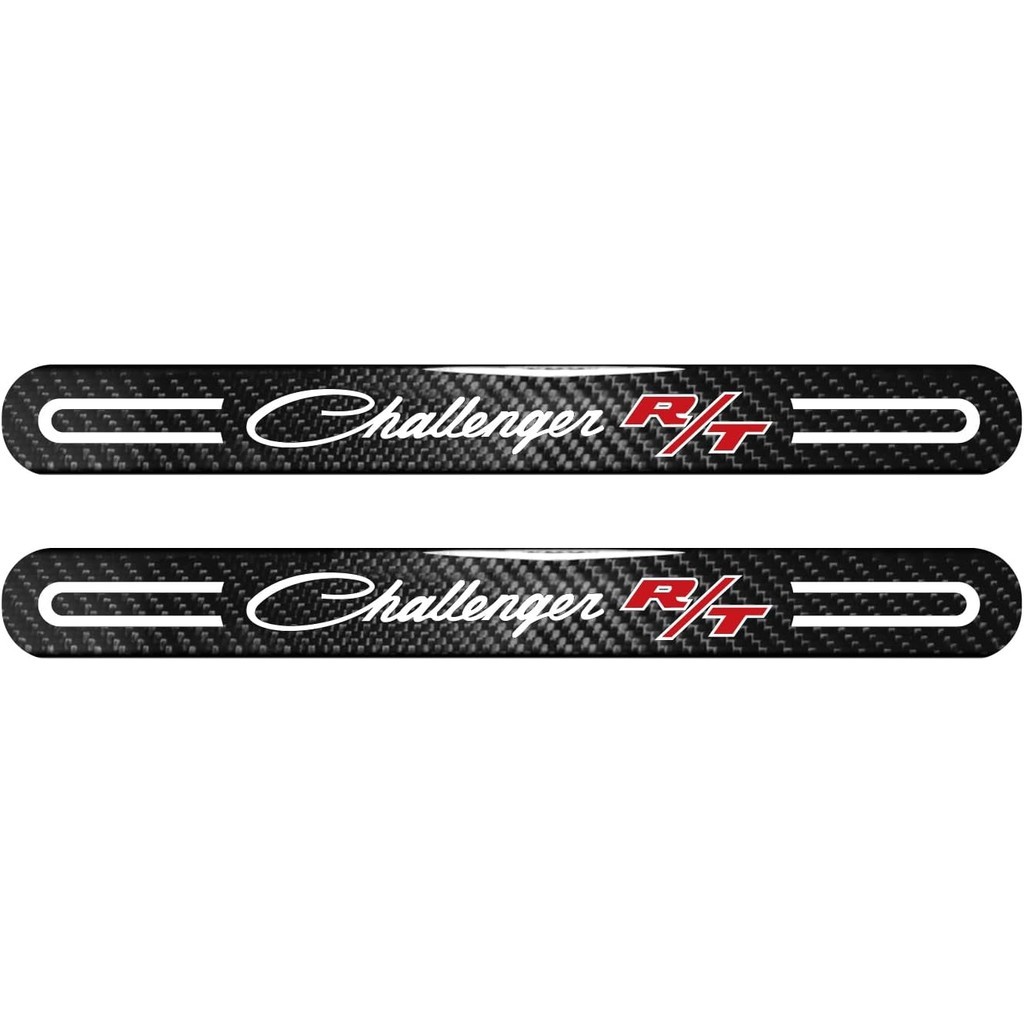 สําหรับ Dodge Challenger R/T คลาสสิกสีดํา Sticks สไตล์คาร์บอนไฟเบอร์จริง 2 ชิ้น Universal Door-Sill-
