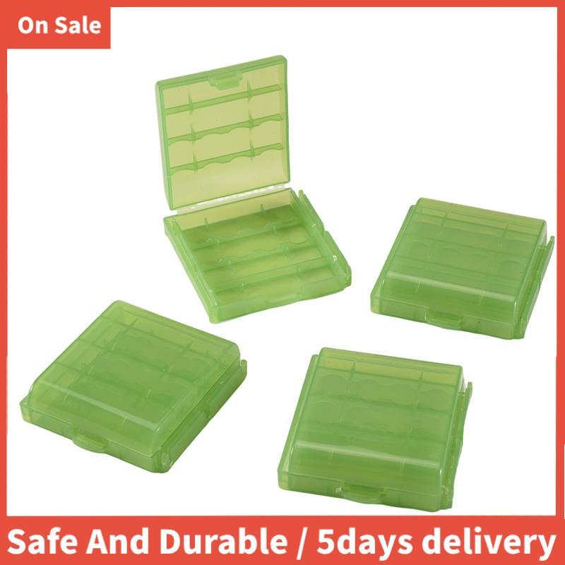 แพ็ค 4 ชิ้น AA / AAA Battery Storage Hard Case Box-Green