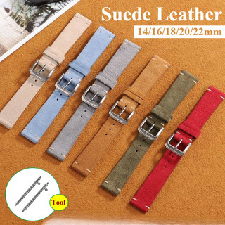 สีสัน Quick Release Suede Cowhide สายนาฬิกาหนังแท้ 14/16/18/20/22 มม.หนังวัวหนังลูกวัวสร้อยข้อมือสําหรับนาฬิกา SEIKO Diver สําหรับผู้ชายผู้หญิง