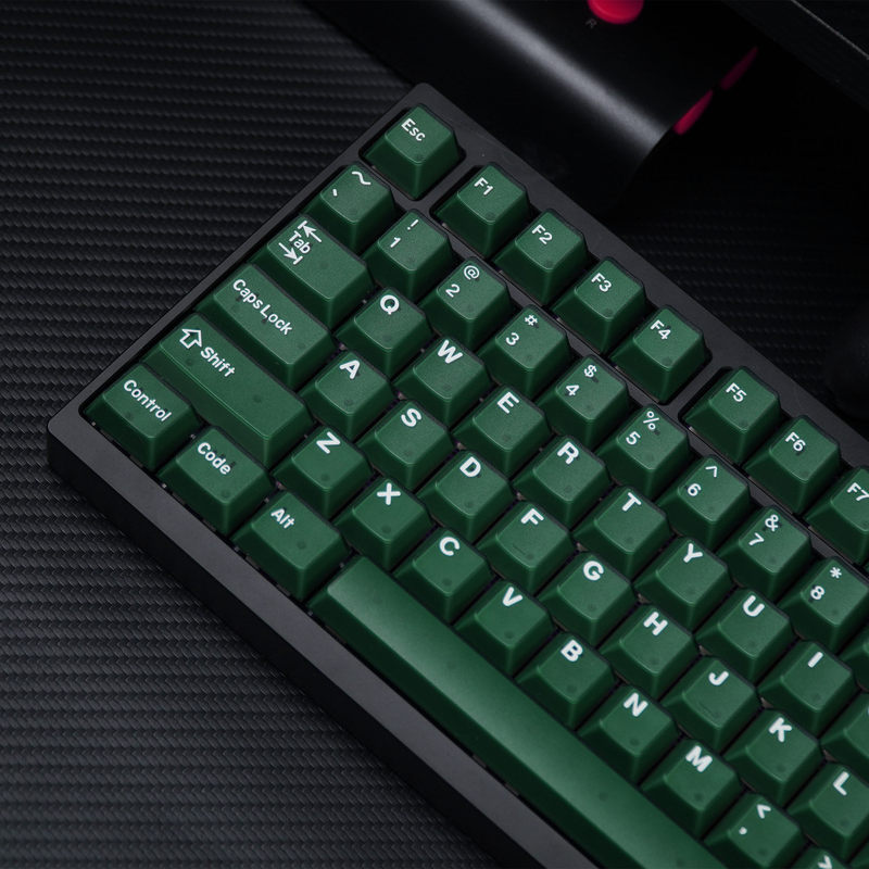 สีเขียวมรกตกึ่งโปร่งแสงข้อความเหมือนกับ PBT Double Shot Cherry Profile 174 คีย์คีย์บอร์ดเครื่องกล Keycaps