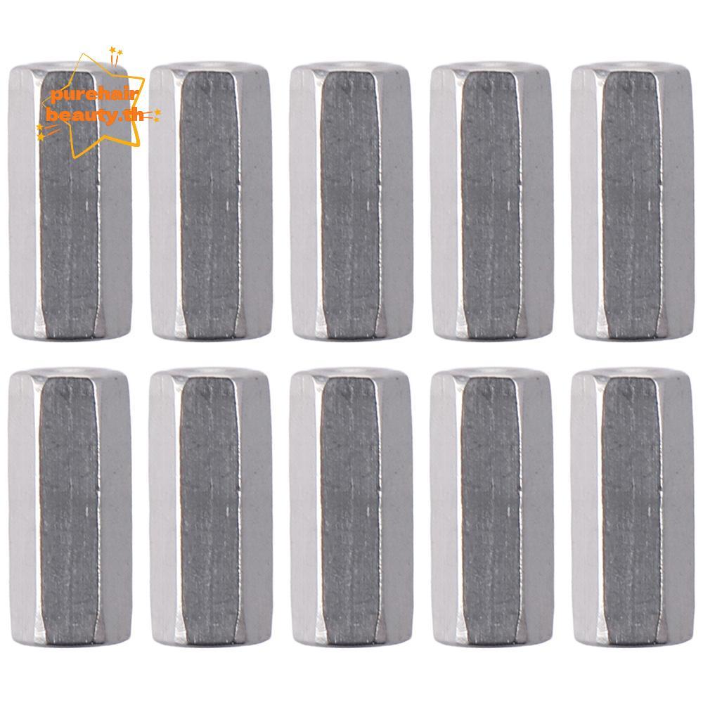 PUREHAIRBEAUTY 10 ชิ้น Hex Nuts, 304 สแตนเลส Silver Tone Hex Compression Nuts,ติดตั้งง่าย M3 M4 M5 M