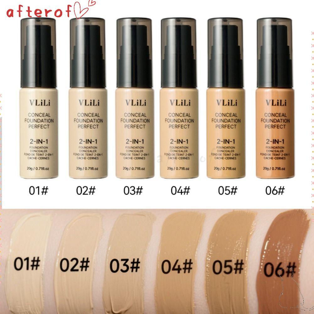 AFTEROF Liquid Foundation, ครีมรองพื้นเนื้อแมทกันน้ํา, ครีมคอนซีลเลอร์รองพื้นกันเหงื่อแบบธรรมชาติเต็มรูปแบบ