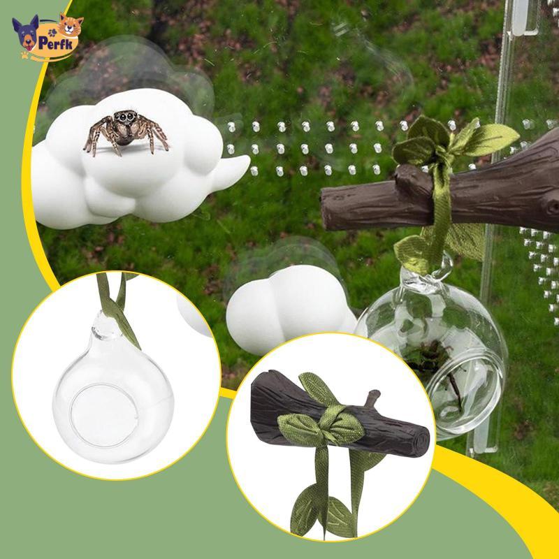Perfk กระโดด Spider Hideout เครื่องประดับลูกบอลแก้ว Habitat อุปกรณ์เสริมถังสําหรับ Terrariums สําหรับสัตว์เลื้อยคลาน