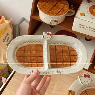 จานขนม แก้วกาแฟ☕️ เซรามิค insลายkitty พร้อมส่ง